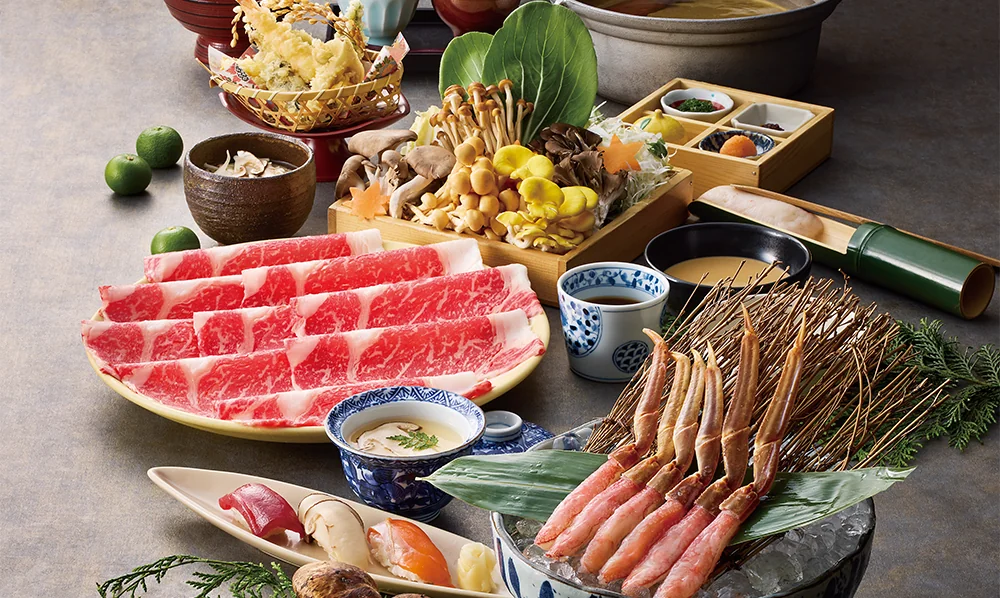 松茸づくし 握り寿司と本ずわいかに牛しゃぶコース